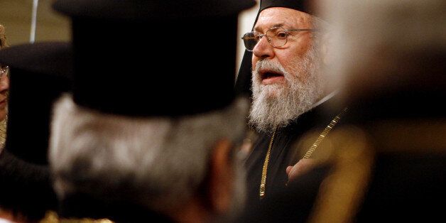 Cypriot Archbishop Chrysostomos II is seen in Rome's Palazzo Chigi Government office Thursday, June 14, 2007. (AP Photo/Alessandra Tarantino)