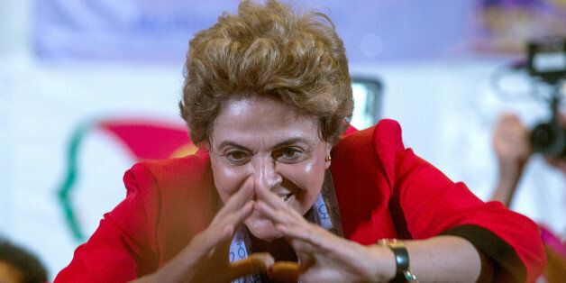 SAO PAULO, BRAZIL - JULY 8: Brazilian suspended President Dilma Rousseff participates in a rally of women in defense of democracy on July 8, 2016 in Sao Paulo, Brazil. (Photo by Victor Moriyama/Getty Images)