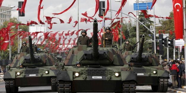 Turkish army tanks take part in a Republic Day ceremony in Istanbul, Turkey, October 29, 2015. Turkey marks the 92nd anniversary of the Turkish Republic. REUTERS/Murad Sezer
