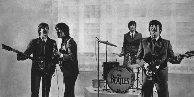 The Beatles are seen performing, date unknown. From left to right: Paul McCartney, George Harrison, Ringo Starr, and John Lennon. (AP Photo)