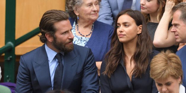 LONDON, ENGLAND - JULY 10: Bradley Cooper and Irina Shayk attend the Men's Final of the Wimbledon Tennis Championships between Milos Raonic and Andy Murray at Wimbledon on July 10, 2016 in London, England. (Photo by Karwai Tang/WireImage)