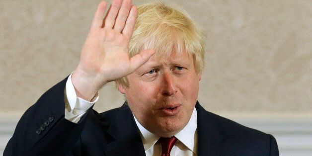 Former London mayor Boris Johnson waves after he announced that he will not run for leadership of Britain's ruling Conservative Party in London, Thursday, June 30, 2016. The battle to succeed Prime Minister David Cameron as Conservative Party leader has drawn strong contenders with the winner set to become prime minister and play a vital role in shaping Britain's relationship with the European Union after last week's Brexit vote. (AP Photo/Matt Dunham)