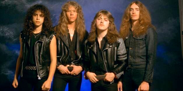 UNITED KINGDOM - JANUARY 01: Photo of Cliff BURTON and METALLICA and Kirk HAMMETT and James HETFIELD and Lars ULRICH; L-R: Kirk Hammett, James Hetfield, Lars Ulrich, Cliff Burton - posed, studio, group shot (Photo by Fin Costello/Redferns)