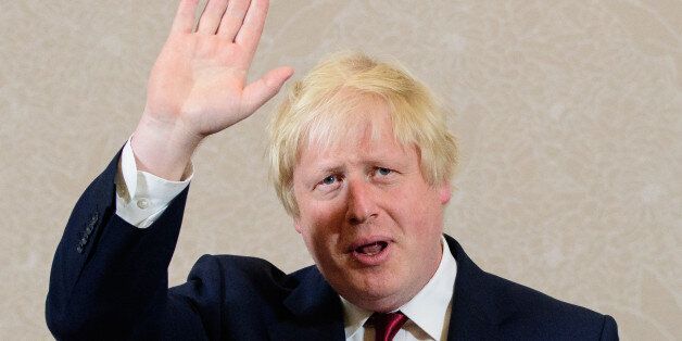 TOPSHOT - Brexit campaigner and former London mayor Boris Johnson waves after addressing a press conference in central London on June 30, 2016. Top Brexit campaigner and former London mayor Boris Johnson said Thursday he will not stand to succeed Prime Minister David Cameron, as had been widely expected after Britain's vote to leave the European Union. The British pound spiked Thursday immediately after Boris Johnson said he will not stand in the Conservative leadership race. / AFP / LEON NEAL (Photo credit should read LEON NEAL/AFP/Getty Images)
