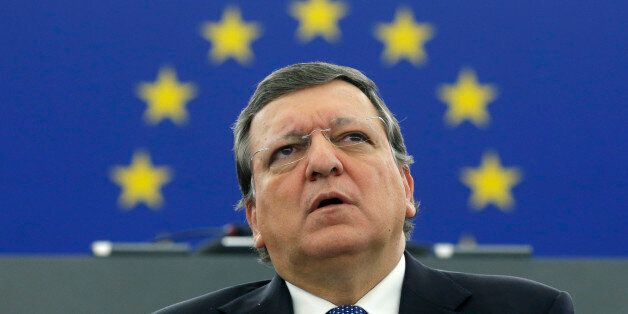 Outgoing European Commission President Jose Manuel Barroso delivers his speech as he attends the review of the Barroso II Commission at the EU Parliament in Strasbourg, October 21, 2014. REUTERS/Christian Hartmann (FRANCE - Tags: POLITICS HEADSHOT)