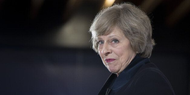 Theresa May, U.K. home secretary, reacts during a news conference in Birmingham, U.K., on Monday, July 11, 2016. May pledged to crack down on corporate irresponsibility if she succeeds David Cameron as prime minister, as chancellor of the exchequer George Osborne headed to Wall Street on Monday to shore up investor confidence. Photographer: Jason Alden/Bloomberg via Getty Images