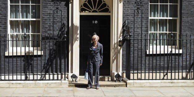 LONDON, UNITED KINGDOM - JULY 12: Theresa May departs from David Cameron's final cabinet meeting as Prime Minister after six years in 10 downing street before she takes over and appoints a new office, in London, United Kingdom on July 12, 2016. UK's Home Secretary Theresa May becomes Britains next prime minister after her rival withdrew from the contest to lead the governing Conservative Party. (Photo by Kate Green/Anadolu Agency/Getty Images)