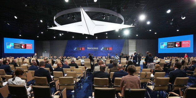 State leaders attend a working session at the NATO summit in Warsaw, Poland, Saturday, July 9, 2016. U.S. President Barack Obama and other NATO leaders have begun the second day of a summit meeting in Warsaw that's expected to lead to decisions about Afghanistan, the central Mediterranean and Iraq. (AP Photo/Czarek Sokolowski)