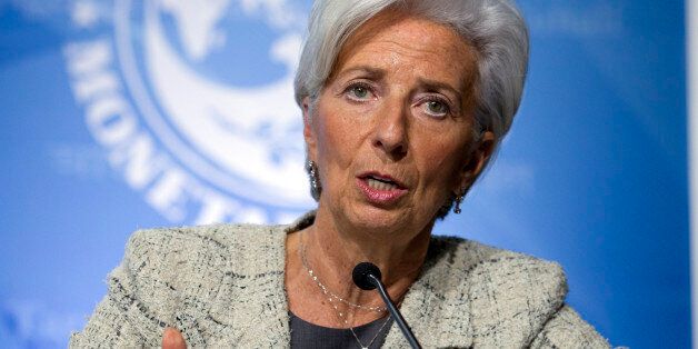 International Monetary Fund (IMF) Managing Director Christine Lagarde speaks at a news conference during the the G5 Ministers of Finance meeting during the World Bank/IMF Spring Meetings in Washington, Thursday, April 14, 2016. ( AP Photo/Jose Luis Magana)