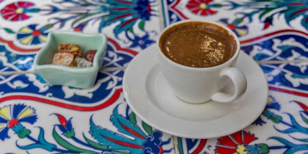 A Cup of Turkish Coffee with Lokum(Turkish delight)
