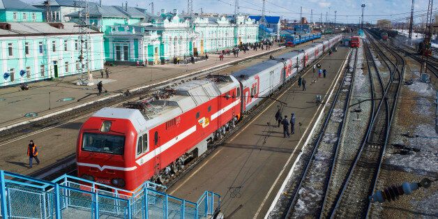 Russia, Kemerovo oblast, TaÃÂ¯ga, 15 minutes stop, railway station, Trans-Siberian line