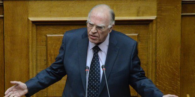 ATHENS, GREECE - 2016/03/29: Leader of the Union of Centrists Vassilis Leventis talks to the Greek Parliament.Greek legislators discuss in the Greek parliament about the Greek justice system and possible corruption cases. (Photo by George Panagakis/Pacific Press/LightRocket via Getty Images)