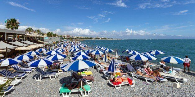 France. Cote Dazur. Cagnes Sur Mer. The Beach. (Photo by: Valletta Vittorio/AGF/UIG via Getty Images)