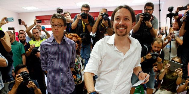 Podemos (We Can) leader Pablo Iglesias, now running under the coalition Unidos Podemos (Together We Can), casts his vote in Spain's general election in Madrid, Spain, June 26, 2016. REUTERS/Andrea Comas
