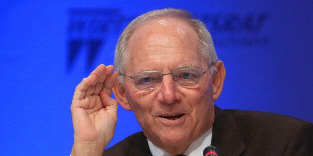 Wolfgang Schaeuble, Germany's finance minister, speaks during a business conference at the Economic Council in Berlin, Germany, on Tuesday, June 21, 2016. German investor confidence unexpectedly improved in June after polls on Britain's future in the European Union showed the 'Remain' camp gaining ground. Photographer: Krisztian Bocsi/Bloomberg via Getty Images