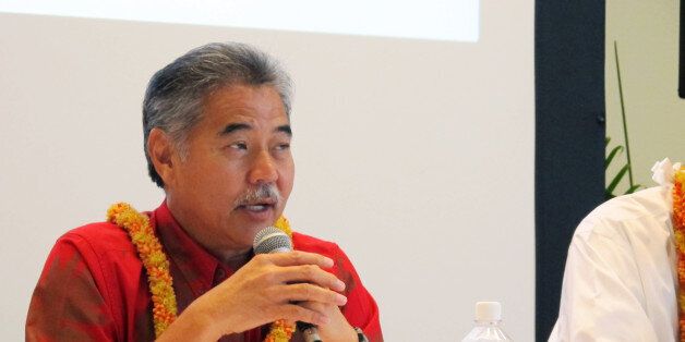 State Sen. David Ige speaks at a Hawaii gubernatorial forum held at the YWCA in downtown Honolulu on Tuesday, Oct. 14, 2014. (AP Photo/Cathy Bussewitz)