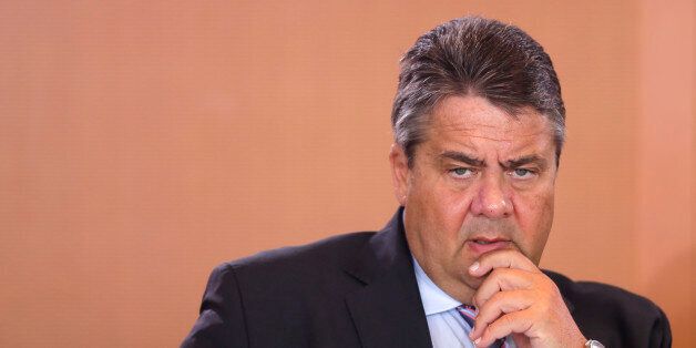 German Vice Chancellor and Economy Minister Sigmar Gabriel arrives for the weekly cabinet meeting of the German government at the chancellery in Berlin, Wednesday, June 22, 2016. (AP Photo/Markus Schreiber)