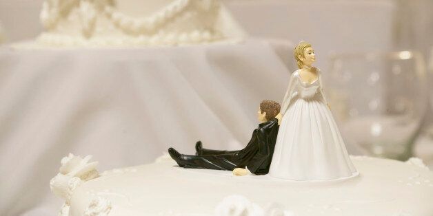 Top of the white Wedding Cake
