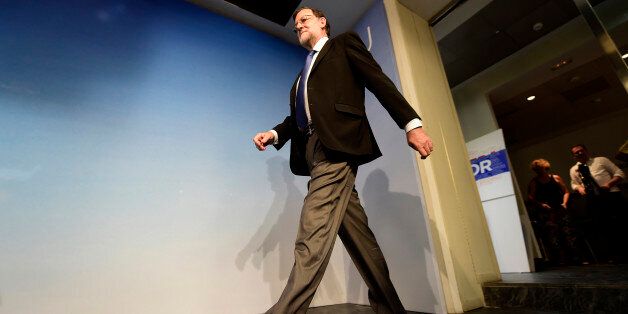 Leader of the Popular Party (PP) and Spain's caretaker Prime Minister, Mariano Rajoy arrives for a press conference after a meeting of the national executive committee held one day after the Spanish general elections, at the PP headquarters in Madrid, on June 27, 2016.Spain hoped on June 27 that repeat weekend elections would unblock the country's political paralysis after the conservatives came out strengthened with more seats, although they still face resistance from hostile rivals. / AFP / JOSE JORDAN (Photo credit should read JOSE JORDAN/AFP/Getty Images)