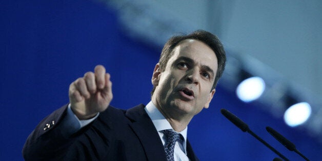 ATHENS, ATTICA, GREECE - 2016/04/24: New Democracy President, Kyriakos Mitsotakis addresses delegates and party supporters during the third day of the 10th congress of the conservative party. (Photo by Panayiotis Tzamaros/Pacific Press/LightRocket via Getty Images)