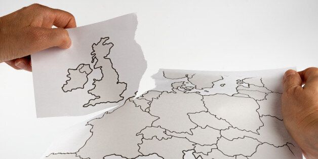 Brexit - Great Britain leaves the EU map cutting - map is painted by myself