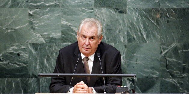 Czech President Milos Zeman speaks during the 70th session of the United Nations General Assembly at the U.N. Headquarters in New York, September 29, 2015. REUTERS/Eduardo Munoz