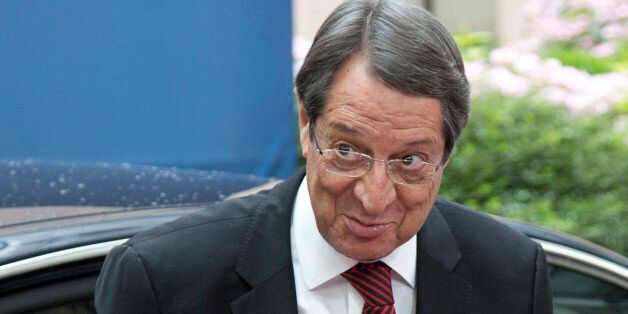 Cypriot President Nicos Anastasiades arrives for an EU summit in Brussels on Wednesday, June 29, 2016. European Union leaders are meeting without Britain for the first time since the British referendum to rethink their bloc and keep it from disintegrating after Britainâs unprecedented vote to leave. (AP Photo/Geoffroy Van der Hasselt)