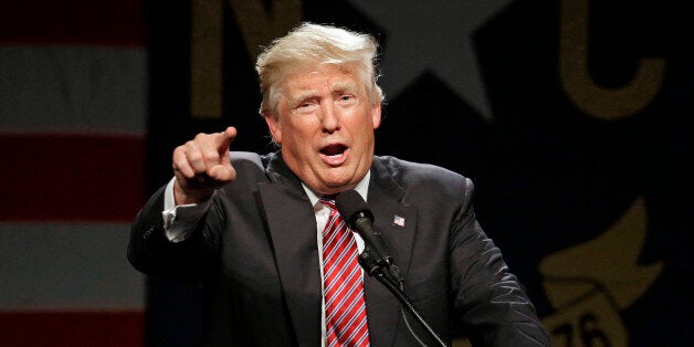 Republican presidential candidate Donald Trump speaks during a campaign rally at the Greensboro Coliseum in Greensboro, N.C., Tuesday, June 14, 2016. (AP Photo/Chuck Burton)