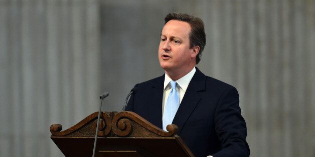 Britain's Prime Minister David Cameron speaks during a National Service of Thanksgiving to mark the 90th birthday of Britain's Queen Elizabeth II at St Paul's Cathedral in London, Friday, June 10, 2016. Queen Elizabeth II is celebrating her official 90th birthday with a three-day series of festivities starting Friday, on what is also her husband Prince Philip's 95th birthday. The queen's real birthday is in April. (Ben Stansall/Pool Photo via AP)
