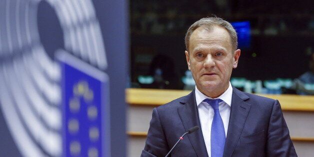 European Council President Donald Tusk testifies before the European Parliament in Brussels February 24, 2016. Tusk told the European Parliament on Wednesday that a deal struck by EU leaders last week to help keep Britain in the bloc is