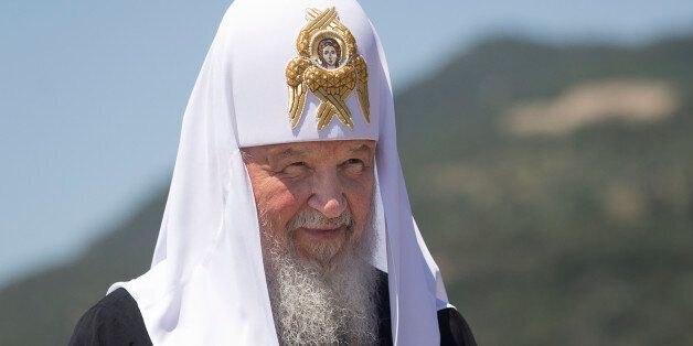 FILE - In this Friday, May 27, 2016 file photo, Patriarch Kirill of Moscow arrives to the port of Dafni, at Mount Athos, Greece. The Russian Orthodox Church on Monday, June 13, 2016, is suggesting postponing a historical meeting of all of the world's Orthodox churches. The meeting on the Greek island of Crete later this month could be the first one in more than a millennium. (AP Photo/Darko Bandic, FILE)