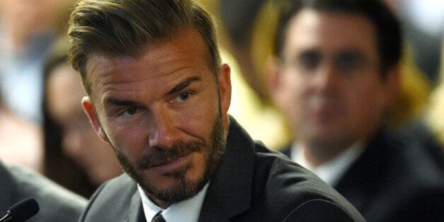 LAS VEGAS, NV - APRIL 28: Former soccer player David Beckham looks on during a Southern Nevada Tourism Infrastructure Committee meeting with Oakland Raiders owner Mark Davis (not pictured) at UNLV on April 28, 2016 in Las Vegas, Nevada. Davis told the committee he is willing to spend USD 500 million as part of a deal to move the team to Las Vegas if a proposed USD 1.3 billion, 65,000-seat domed stadium is built by casino magnate Sheldon Adelson's Las Vegas Sands Corp. and real estate agency Majestic Realty, possibly on a vacant 42-acre lot a few blocks east of the Las Vegas Strip recently purchased by UNLV. (Photo by Ethan Miller/Getty Images)
