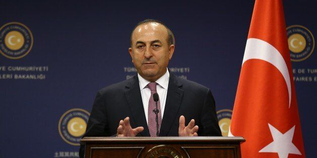 ANKARA, TURKEY JUNE 23: Turkish Foreign Minister Mevlut Cavusoglu delivers a speech during a joint press conference with Maltese Foreign Minister George Vella (not seen) after their meeting in Ankara, Turkey on June 23, 2016. (Photo by Fatih Aktas/Anadolu Agency/Getty Images)