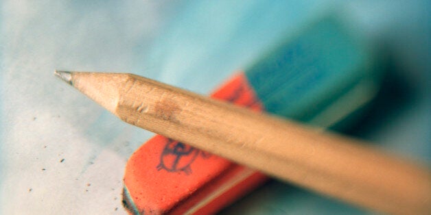 close-up of pencil and rubber