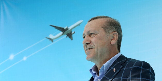 Turkish President Tayyip Erdogan makes a speech during a ceremony at the airport in the Kurdish-dominated southeastern city of Diyarbakir, Turkey, May 28, 2016. Kayhan Ozer/Presidential Palace/Handout via REUTERS ATTENTION EDITORS - THIS PICTURE WAS PROVIDED BY A THIRD PARTY. FOR EDITORIAL USE ONLY. NO RESALES. NO ARCHIVE.