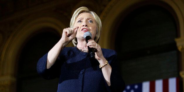 FILE - In this May 26, 2016 file photo, Democratic presidential candidate Hillary Clinton speaks in San Francisco. Donald Trumpâs best liaison to Republicans is turning out to be Hillary Clinton. Trump overcame a âNever Trumpâ campaign aimed at stopping him from clinching the Republican nomination. Now the businessman is benefiting from a wave of GOP donors, voters and conservative issues groups uniting under a new banner: Never Hillary. (AP Photo/John Locher, File)