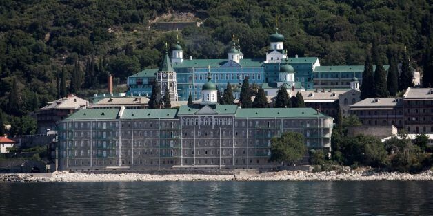 A photo taken on May 28, 2016 shows the Russian St. Panteleimon Monastery, in Mount Athos on 28 May, 2016 where the President of the Russian Federation Vladimir Putin will visit. Russian President is visiting Mount Athos in Greece to mark the 1,000-year presence of Russian Orthodox monks there. Russian President Vladimir Putin signed several economic deals with Athens on on May 27, 2016 during a visit to Greece aimed at reinforcing a relationship with one of his few friends in the EU amid tensio