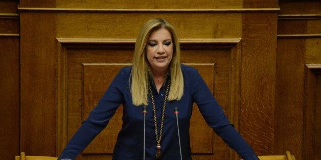 ATHENS, GREECE - 2015/10/07: Fofi Gennimata MP with Democratic Coalition talks to the Greek parliament. 155 voted YES and 144 voted no while one legislator was absent. (Photo by George Panagakis/Pacific Press/LightRocket via Getty Images)