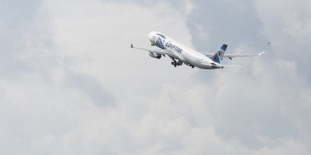 An EgyptAir Airlines passenger jet takes off from Charles de Gaulle airport, operated by Aeroports de Paris, in Roissy, France, on Thursday, May 19, 2016. Egypt deployed naval ships to search for an EgyptAir Airbus A320 en route to Cairo from Paris that went missing overnight off the coast of the North African country with 66 people on board. Photographer: Christophe Morin/Bloomberg via Getty Images