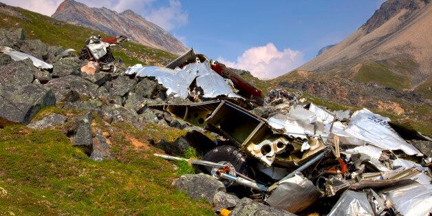 Plane Crash And Wreckage At Merrill Pass During Summer In Alaska, Hdr Image