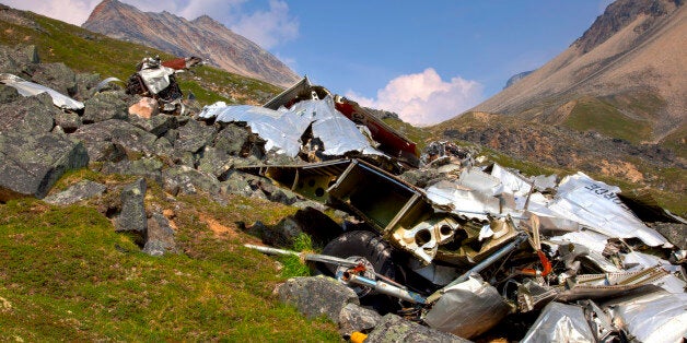 Plane Crash And Wreckage At Merrill Pass During Summer In Alaska, Hdr Image