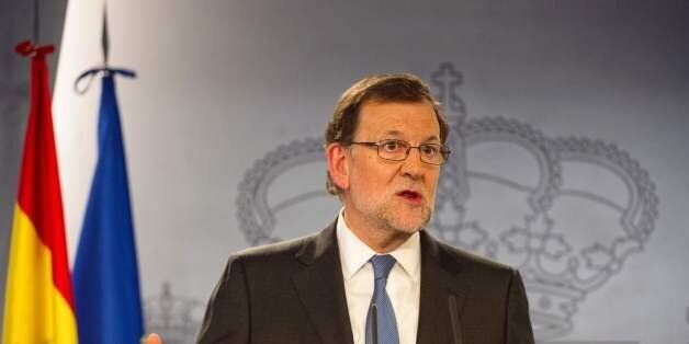 Spanish Prime minister Mariano Rajoy gives a press Conference after meeting with Spanish King, at La Moncloa palace in Madrid on February 26, 2016. / AFP / CURTO DE LA TORRE (Photo credit should read CURTO DE LA TORRE/AFP/Getty Images)