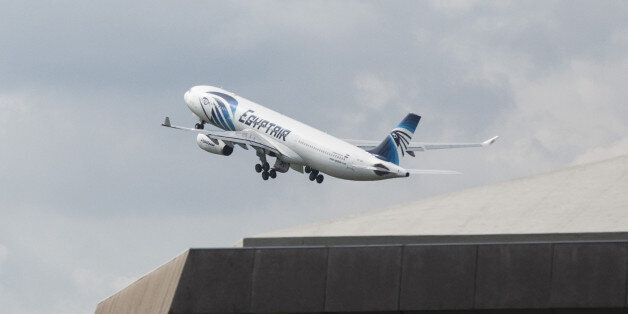 An EgyptAir Airlines passenger jet takes off from Charles de Gaulle airport, operated by Aeroports de Paris, in Roissy, France, on Thursday, May 19, 2016. Egypt deployed naval ships to search for an EgyptAir Airbus A320 en route to Cairo from Paris that went missing overnight off the coast of the North African country with 66 people on board. Photographer: Christophe Morin/Bloomberg via Getty Images