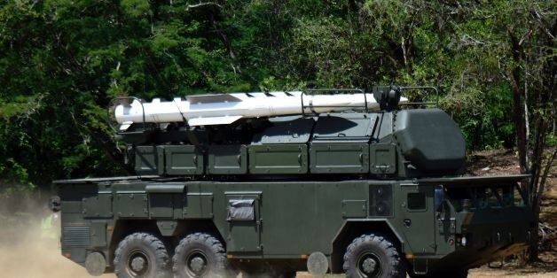 View of a Russian missile system (BUK-M2E) during a military training in Caracas on May 21, 2016.President Nicolas Maduro imposed a state of emergency earlier this week and ordered the two-day war games to show that the military can tackle domestic and foreign threats he says are being fomented with US help. / AFP / JUAN BARRETO (Photo credit should read JUAN BARRETO/AFP/Getty Images)