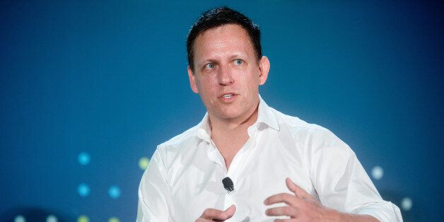 Peter Thiel, head of Clarium Capital Management LLC and founding investor in PayPal Inc. and Facebook Inc., speaks during the LendIt USA 2016 conference in San Francisco, California, U.S., on Tuesday, April 12, 2016. Thiel discussed his outlook for the tech industry. Photographer: Noah Berger/Bloomberg via Getty Images