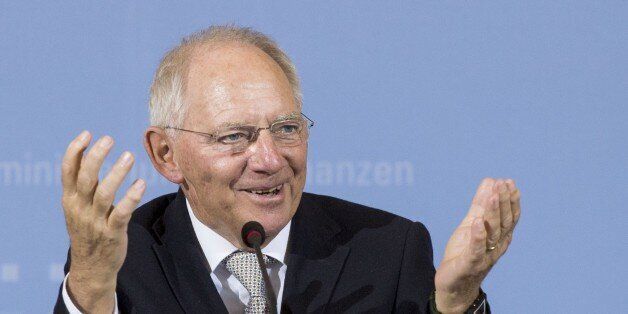 BERLIN, GERMANY - MAY 26: Germany's Federal Minister of Finance Wolfgang Schaeuble gestures during a press conference for members of the foreign correspondent's club (VAP) at the finance ministry in Berlin, Germany on May 26, 2016. (Photo by Mehmet Kaman/Anadolu Agency/Getty Images)