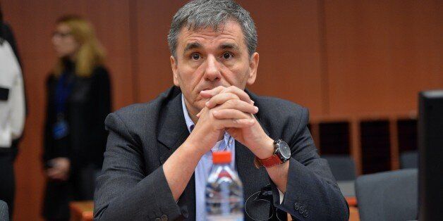 BRUSSELS, BELGIUM - JANUARY 14: Finance Minister of Greece Euclid Tsakalotos attends the meeting of eurozone finance ministers in Brussels, Belgium on January 12, 2016. (Photo by Dursun Aydemir/Anadolu Agency/Getty Images)