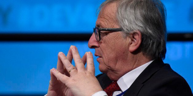 European Commission President Jean-Claude Juncker participates in the Forced Displacement: A Global Development Challenge panel discussion during the World Bank/IMF Spring Meetings, Friday, April 15, 2016, at the World Bank in Washington. (AP Photo/Sait Serkan Gurbuz)