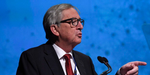 European Commission President Jean-Claude Juncker participates in the Forced Displacement: A Global Development Challenge panel discussion during the World Bank/IMF Spring Meetings, Friday, April 15, 2016, at the World Bank in Washington. (AP Photo/Sait Serkan Gurbuz)