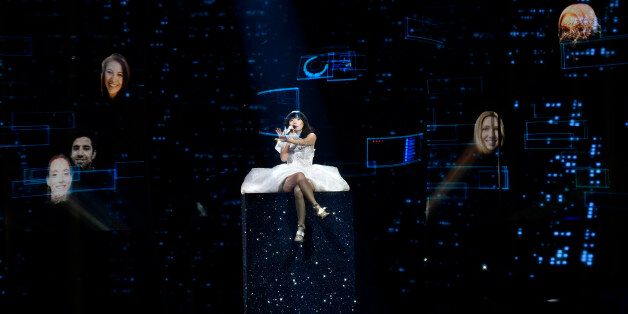 Australia's Dami Im performs the song 'Sound Of Silence' during the second Eurovision Song Contest semifinal in Stockholm, Sweden, Thursday, May 12, 2016. (AP Photo/Martin Meissner)